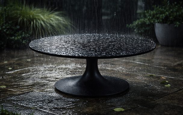 na regen Salontafel in de regen